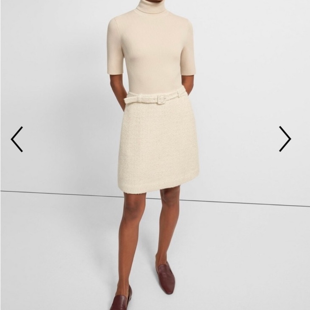 Theory Cream Turtleneck Dress